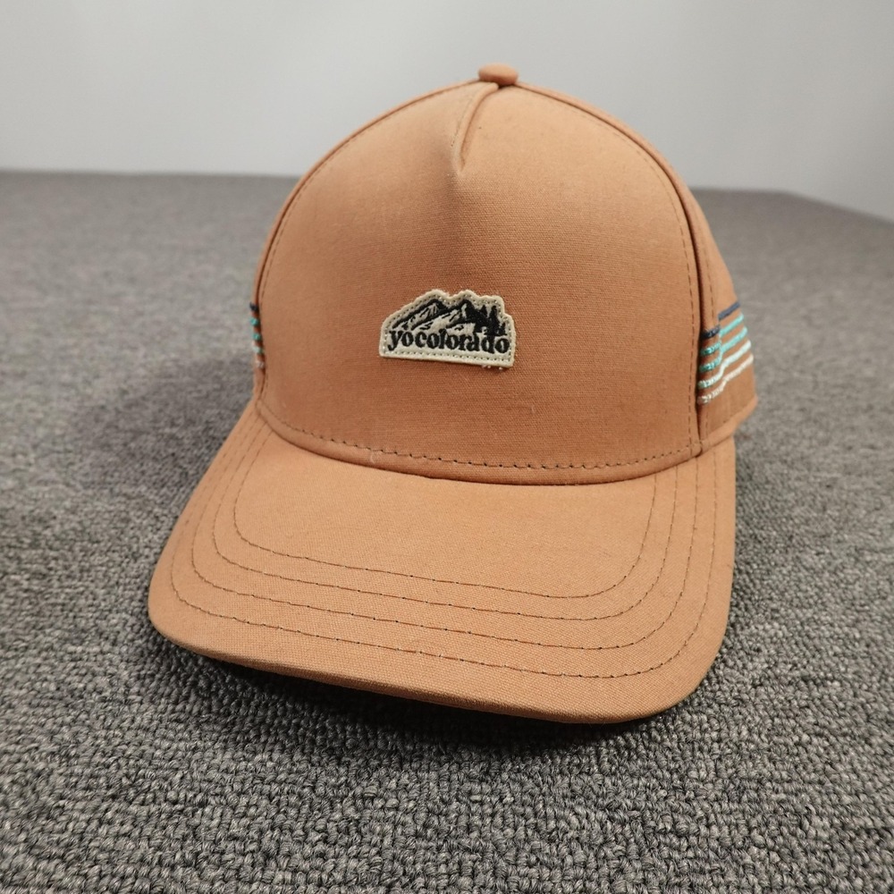 YoColorado Hat Cap Strap Back Mens One Size Brown Cotton Mountain Patch Outdoor